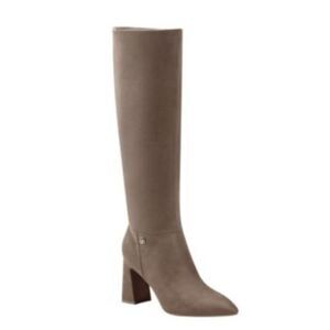 Bandolino Knee High Block Heel Boots 9.5 Faux Suede Tall Dress Classic Brown
